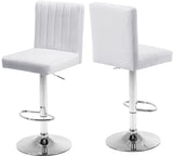 Joel Velvet Adjustable Stool Set of 2 - Luxurious Comfort with Chrome Base for Modern Spaces