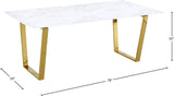 Cameron Gold Stainless Steel Dining Table with Solid Stone Top - Contemporary Elegance for Your Home