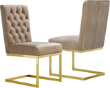 Cameron Velvet Dining Chair Set - Contemporary Design with Gold Stainless Steel Base and Deep Tufting