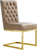 Cameron Velvet Dining Chair Set - Contemporary Design with Gold Stainless Steel Base and Deep Tufting