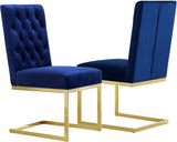 Cameron Velvet Dining Chair Set - Contemporary Design with Gold Stainless Steel Base and Deep Tufting