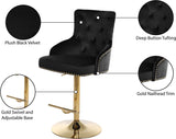 Claude Contemporary Adjustable Stool with Plush Velvet, Chrome Trim, and Deep Tufted Design for Comfort