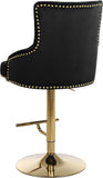 Claude Contemporary Adjustable Stool with Plush Velvet, Chrome Trim, and Deep Tufted Design for Comfort