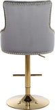 Claude Contemporary Adjustable Stool with Plush Velvet, Chrome Trim, and Deep Tufted Design for Comfort