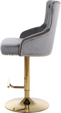 Claude Contemporary Adjustable Stool with Plush Velvet, Chrome Trim, and Deep Tufted Design for Comfort