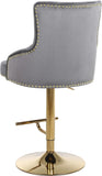 Claude Contemporary Adjustable Stool with Plush Velvet, Chrome Trim, and Deep Tufted Design for Comfort