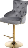 Claude Contemporary Adjustable Stool with Plush Velvet, Chrome Trim, and Deep Tufted Design for Comfort