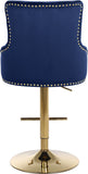 Claude Contemporary Adjustable Stool with Plush Velvet, Chrome Trim, and Deep Tufted Design for Comfort