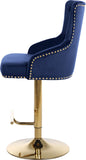 Claude Contemporary Adjustable Stool with Plush Velvet, Chrome Trim, and Deep Tufted Design for Comfort