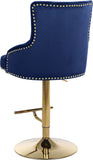 Claude Contemporary Adjustable Stool with Plush Velvet, Chrome Trim, and Deep Tufted Design for Comfort