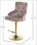 Claude Contemporary Adjustable Stool with Plush Velvet, Chrome Trim, and Deep Tufted Design for Comfort