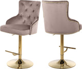 Claude Contemporary Adjustable Stool with Plush Velvet, Chrome Trim, and Deep Tufted Design for Comfort