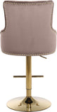 Claude Contemporary Adjustable Stool with Plush Velvet, Chrome Trim, and Deep Tufted Design for Comfort