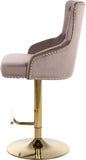 Claude Contemporary Adjustable Stool with Plush Velvet, Chrome Trim, and Deep Tufted Design for Comfort