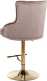 Claude Contemporary Adjustable Stool with Plush Velvet, Chrome Trim, and Deep Tufted Design for Comfort
