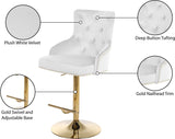 Claude Contemporary Adjustable Stool with Plush Velvet, Chrome Trim, and Deep Tufted Design for Comfort