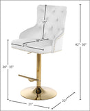 Claude Contemporary Adjustable Stool with Plush Velvet, Chrome Trim, and Deep Tufted Design for Comfort