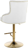 Claude Contemporary Adjustable Stool with Plush Velvet, Chrome Trim, and Deep Tufted Design for Comfort