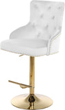 Claude Contemporary Adjustable Stool with Plush Velvet, Chrome Trim, and Deep Tufted Design for Comfort