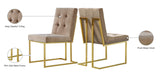 Pierre Contemporary Dining Chair Set - Plush Upholstered Chairs with Gold Metal Frame & Deep Tufting