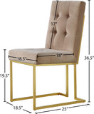 Pierre Contemporary Dining Chair Set - Plush Upholstered Chairs with Gold Metal Frame & Deep Tufting