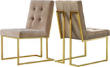 Pierre Contemporary Dining Chair Set - Plush Upholstered Chairs with Gold Metal Frame & Deep Tufting