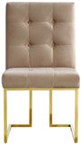 Pierre Contemporary Dining Chair Set - Plush Upholstered Chairs with Gold Metal Frame & Deep Tufting