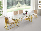 Pierre Contemporary Dining Chair Set - Plush Upholstered Chairs with Gold Metal Frame & Deep Tufting