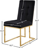 Pierre Contemporary Dining Chair Set - Plush Upholstered Chairs with Gold Metal Frame & Deep Tufting