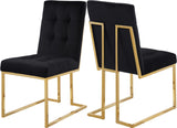 Pierre Contemporary Dining Chair Set - Plush Upholstered Chairs with Gold Metal Frame & Deep Tufting