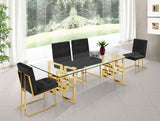 Pierre Contemporary Dining Chair Set - Plush Upholstered Chairs with Gold Metal Frame & Deep Tufting