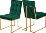 Pierre Contemporary Dining Chair Set - Plush Upholstered Chairs with Gold Metal Frame & Deep Tufting