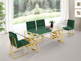 Pierre Contemporary Dining Chair Set - Plush Upholstered Chairs with Gold Metal Frame & Deep Tufting