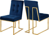 Pierre Contemporary Dining Chair Set - Plush Upholstered Chairs with Gold Metal Frame & Deep Tufting