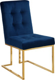 Pierre Contemporary Dining Chair Set - Plush Upholstered Chairs with Gold Metal Frame & Deep Tufting
