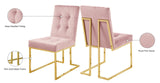 Pierre Contemporary Dining Chair Set - Plush Upholstered Chairs with Gold Metal Frame & Deep Tufting