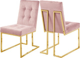 Pierre Contemporary Dining Chair Set - Plush Upholstered Chairs with Gold Metal Frame & Deep Tufting