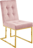 Pierre Contemporary Dining Chair Set - Plush Upholstered Chairs with Gold Metal Frame & Deep Tufting