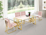 Pierre Contemporary Dining Chair Set - Plush Upholstered Chairs with Gold Metal Frame & Deep Tufting