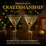 Golden Standing stag martini glasses set of 2