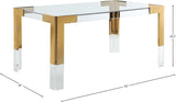 Casper Contemporary Dining Table with Glass Top and Acrylic Legs for a Luxurious Home Atmosphere
