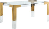 Casper Contemporary Dining Table with Glass Top and Acrylic Legs for a Luxurious Home Atmosphere
