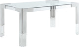 Casper Contemporary Dining Table with Glass Top and Acrylic Legs for a Luxurious Home Atmosphere