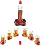 Funny Whiskey Decanter – Unique Glass Decanter for Scotch, Bourbon, Tequila & More – Hilarious Gag Gift with 6 Shot Glasses – Perfect for Parties & Novelty Barware