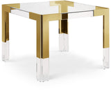 Casper Dining Table - Contemporary Gold Frame with Glass Top, Acrylic Legs for Luxe Dining Experience