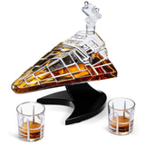 Galactic Command Cruiser Decanter Set | Handmade Glass | 17 Oz