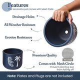 Blue Terracotta Planter Set of 2 – 4” & 6” Pots