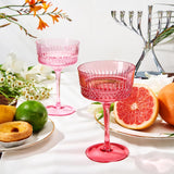 Art Deco Colored Crystal Coupe Glass | Set of 6 | Large 9.6oz
