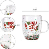 Set of 2 Holly Jolly Christmas Design Tumbler Mugs - 9.5 oz