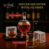 Soccer Whiskey Decanter Set with 2 Glasses & Holder Glasses
